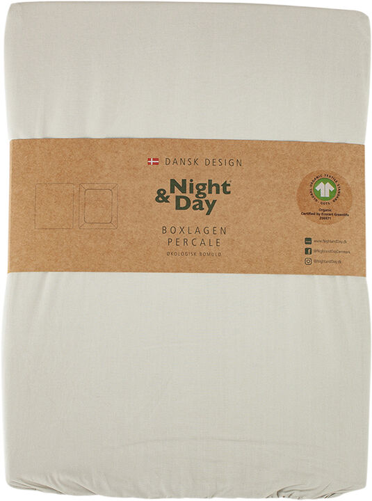 Økologisk boxlagen, percale - GOTS, sand