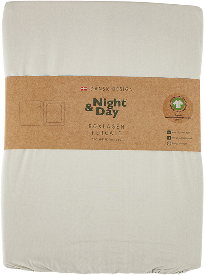 Økologisk boxlagen, percale - GOTS, sand
