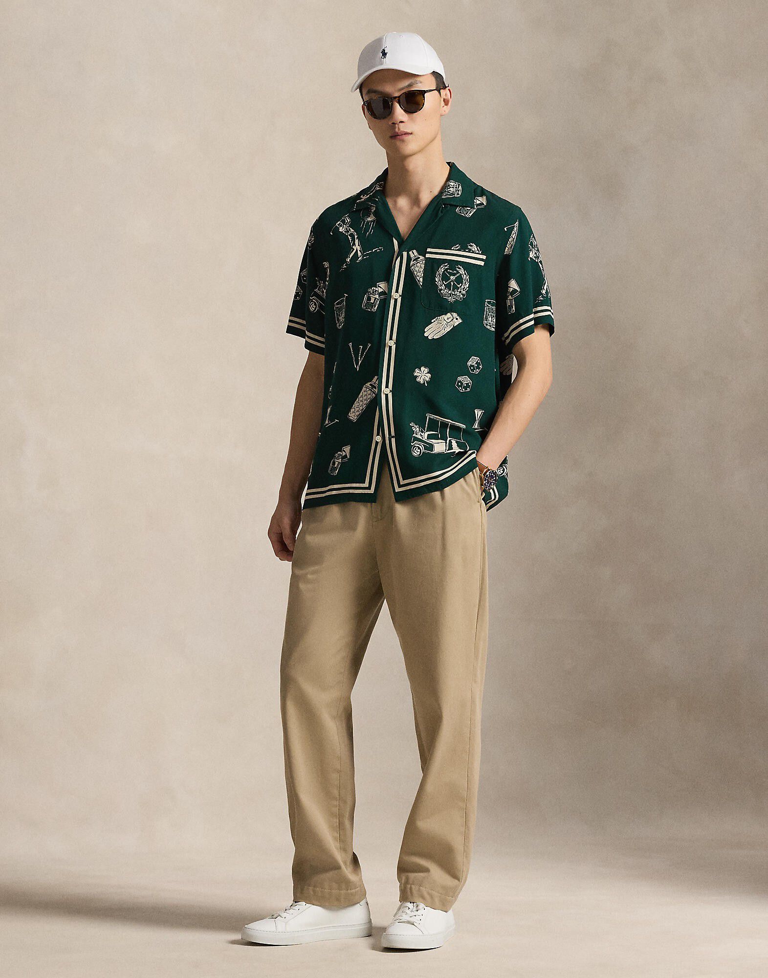 Classic Fit Golf-Print Camp Shirt