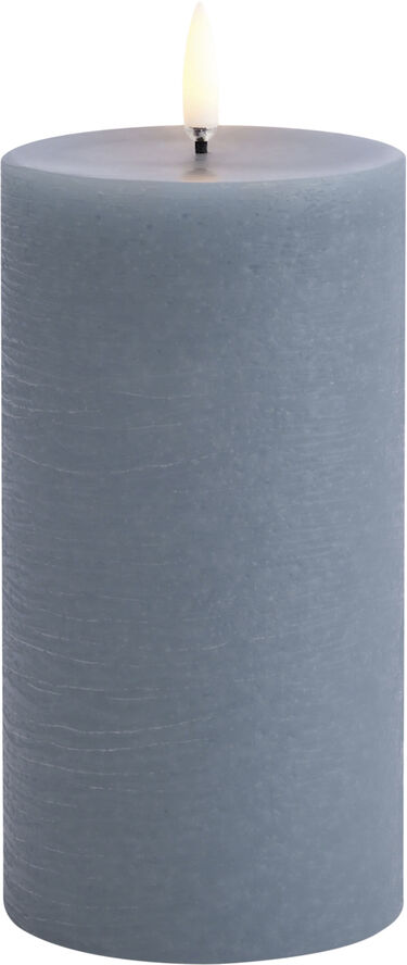 LED pillar candle, Hazy blue, Rustic, 7,8 x 15,2 cm (4/24)