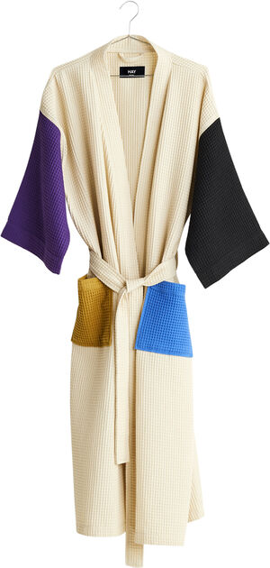 Waffle Bathrobe-Cream multi