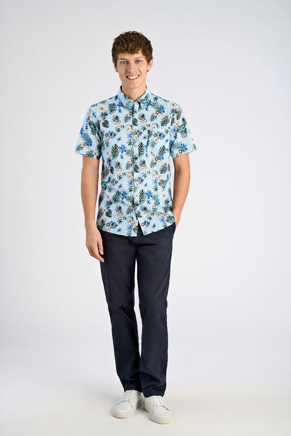 Printed cotton/linen shirt S/S