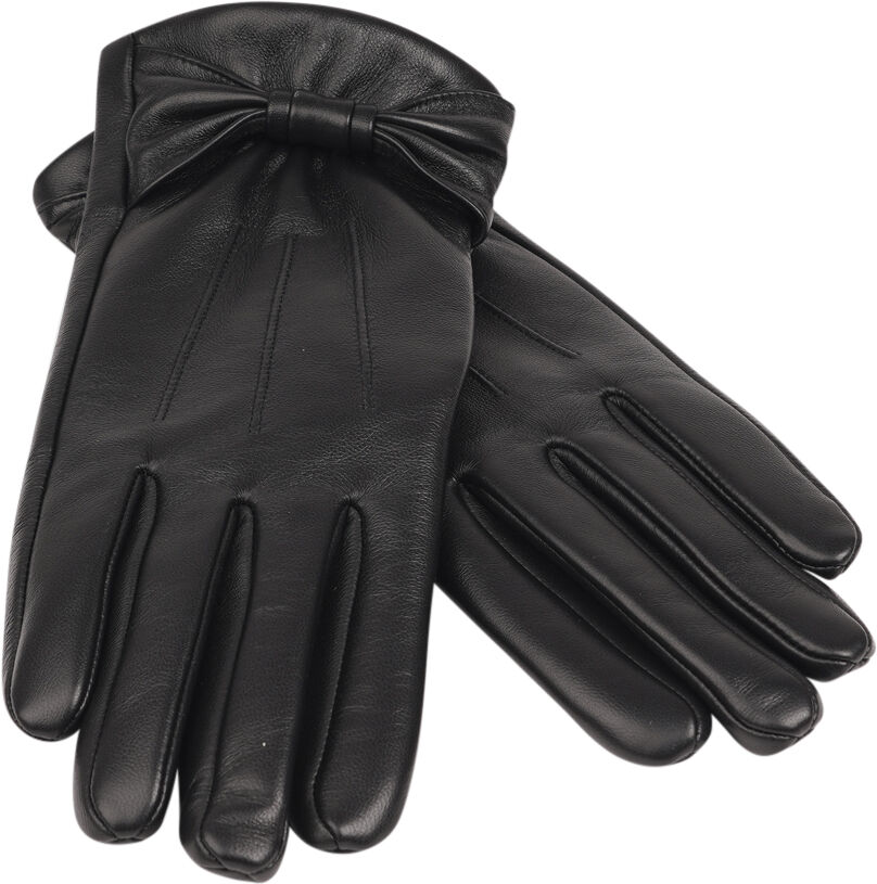 SONDRIO - BOW DETAIL LEATHER GLOVES WITH CASHMERE LINING