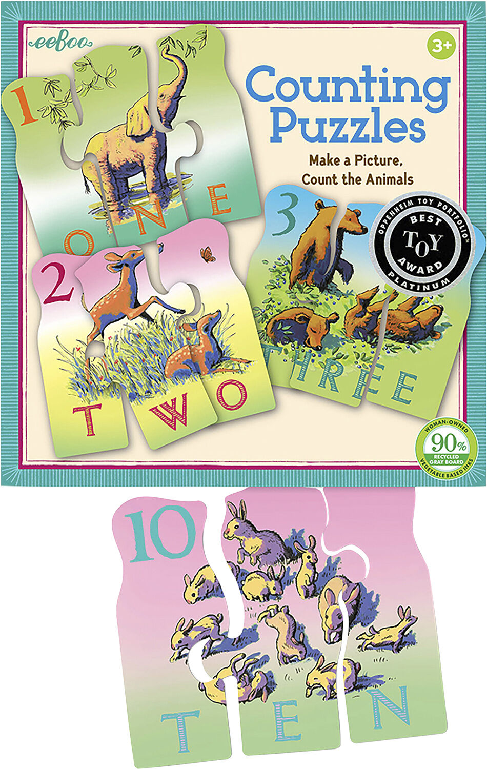 eeBoo - Leg & L&aelig;r puslespil - T&aelig;l et dyr p&aring; engelsk