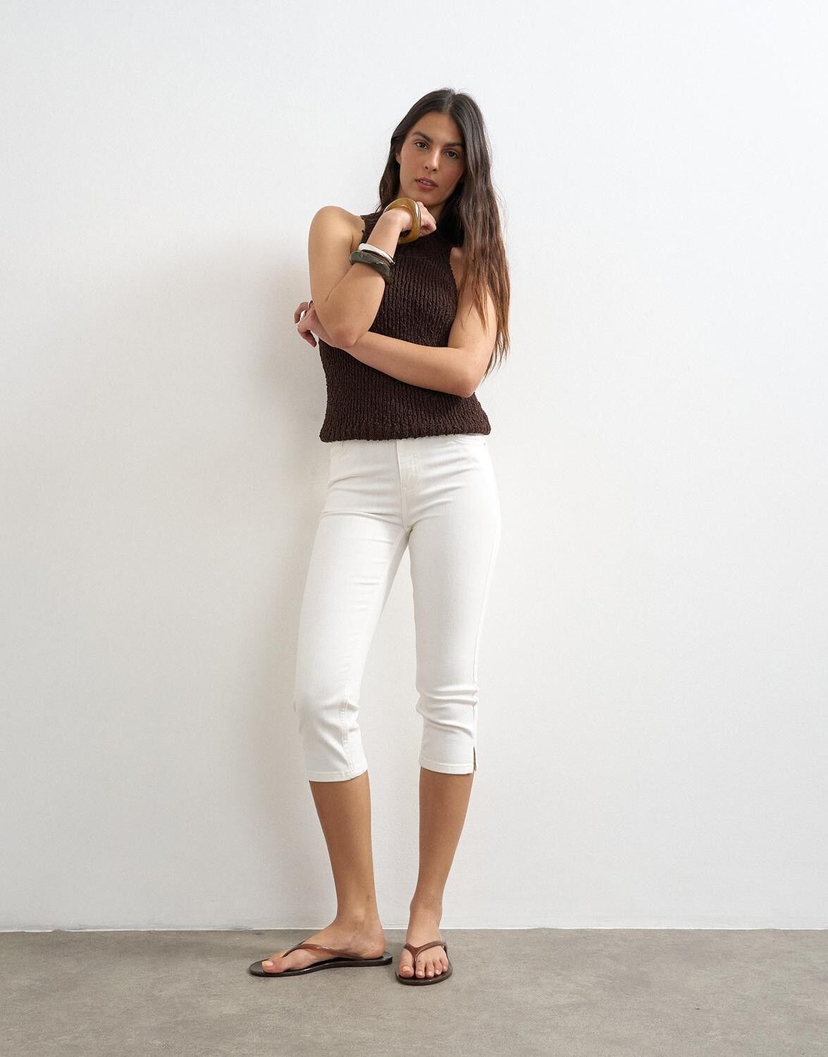 Tscamilla Hr Denim Capri White