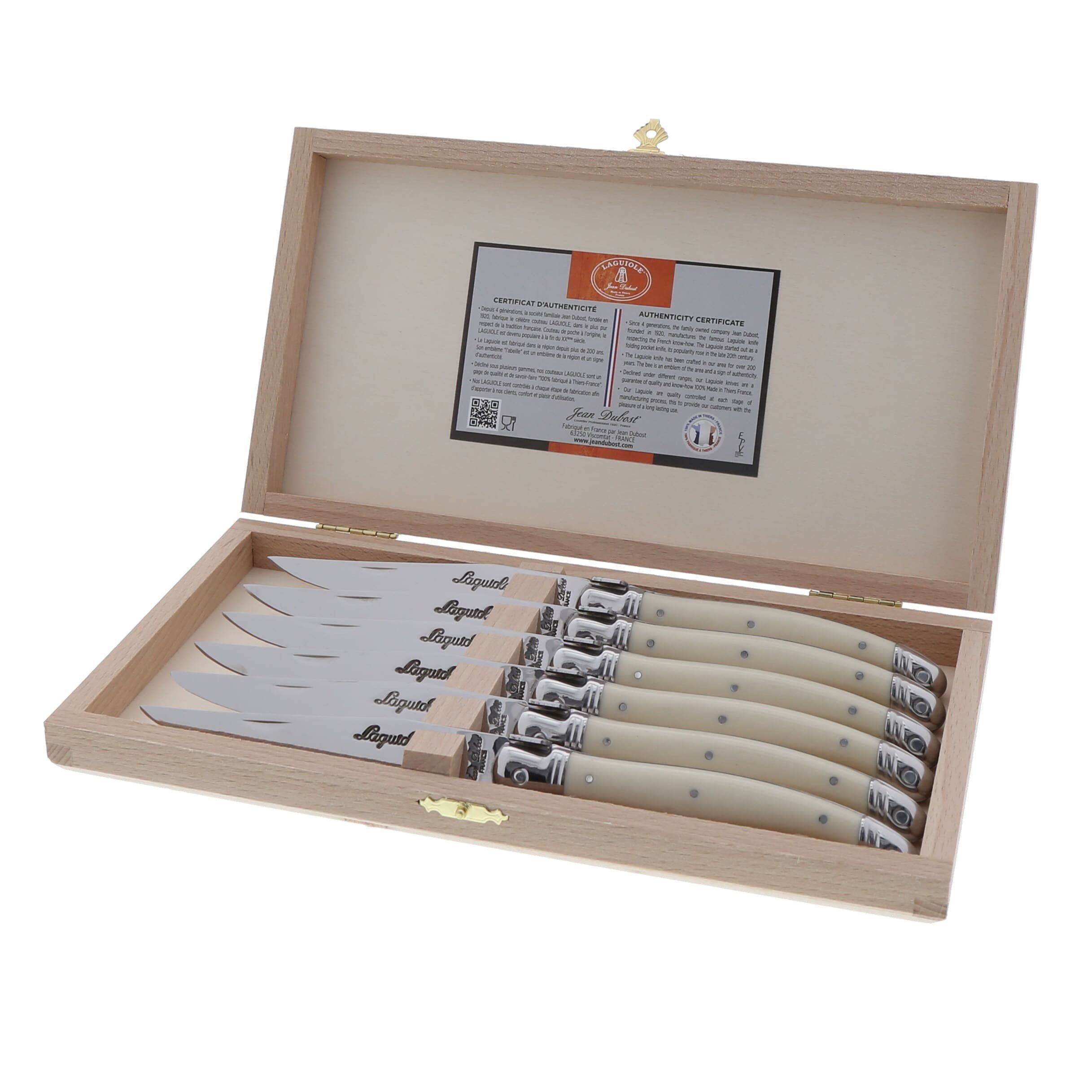 Knive cremefarvede 2,5mm, 6stk Laguiole