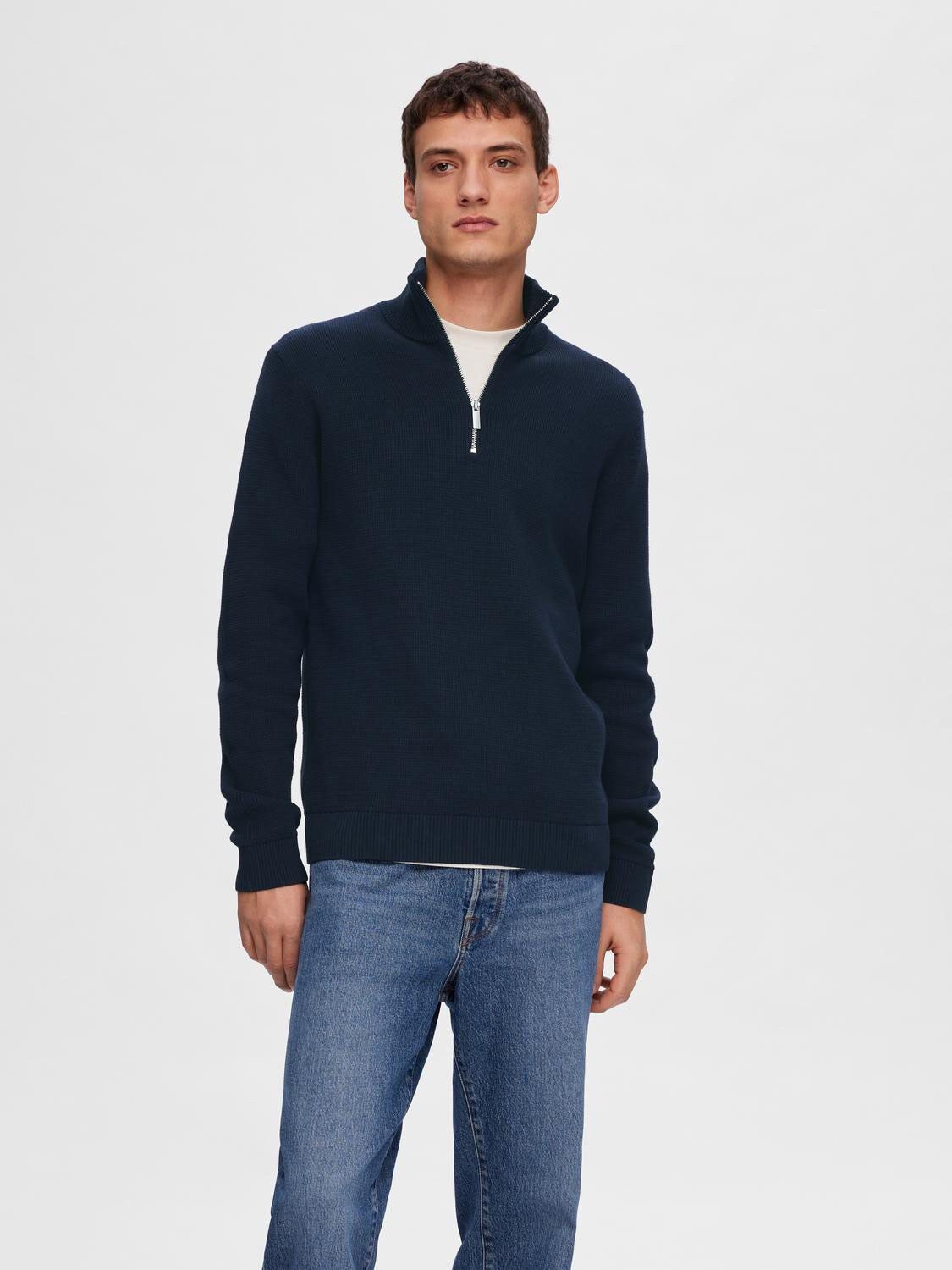 Slmdane Ls Knit Structure Half Zip Noos