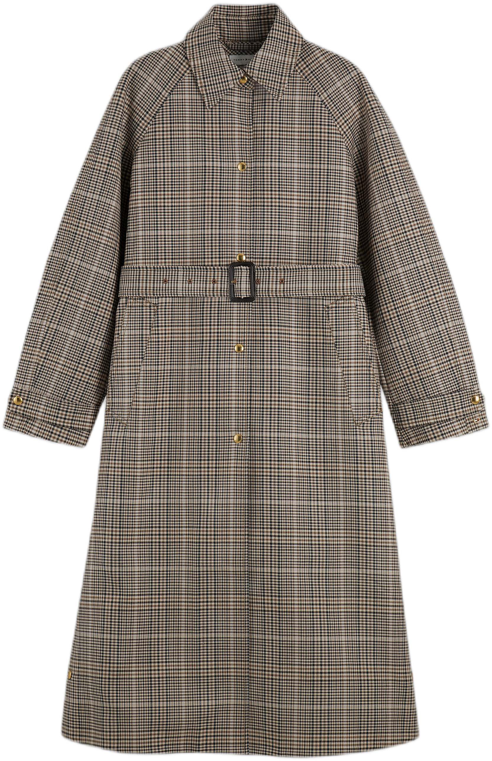 Check Belted Mac Coat