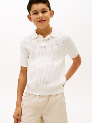 Regular Fit Open Knit Polo Shirt