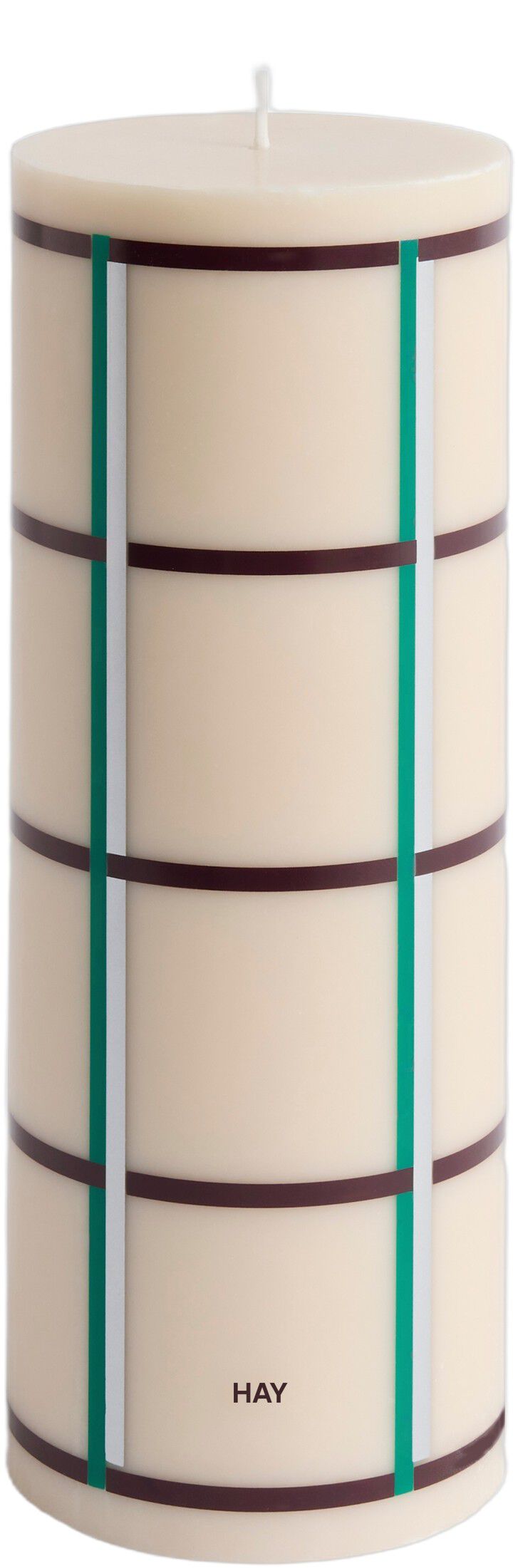 Column Candle-Large-Off-white, green bordeaux and silver