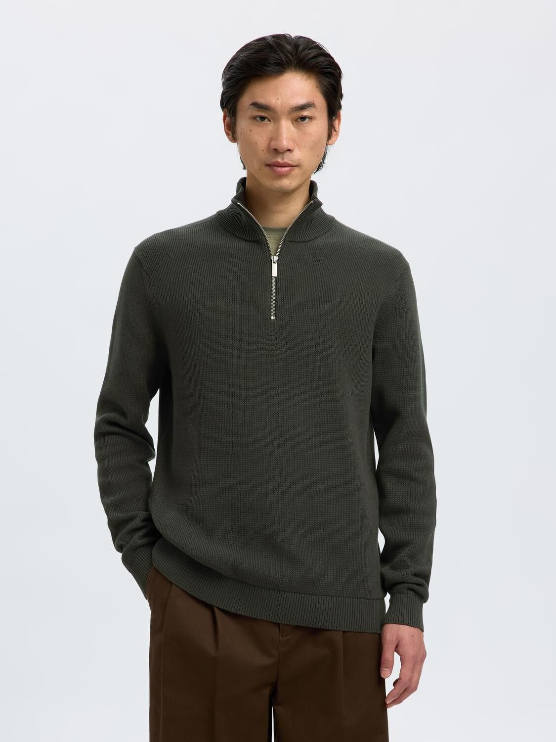 Slmdane Ls Knit Structure Half Zip Noos
