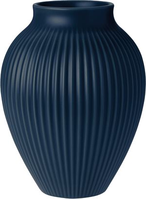 Knabstrup vase H 20 cm ripple mat dark blue