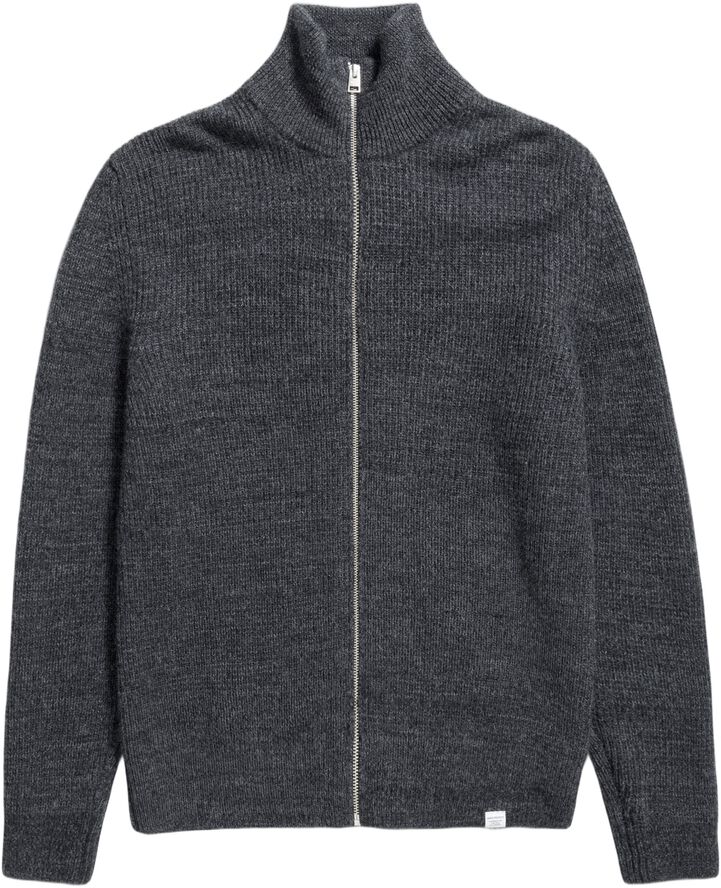Hagen Wool Cotton Rib Full Zip Jacket