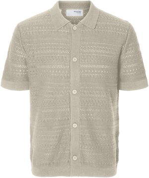SLHPALO SS KNIT CROCHET POLO CARDIG