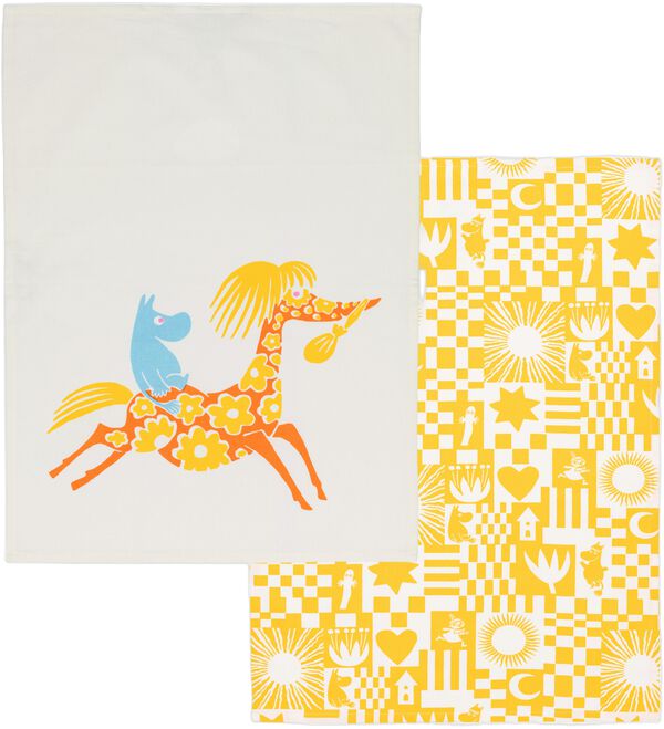 Moomin Arabia 50x70cm viskestykkesæt Fest gul GOTS