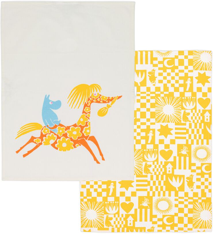 Moomin Arabia 50x70cm viskestykkesæt Fest gul GOTS