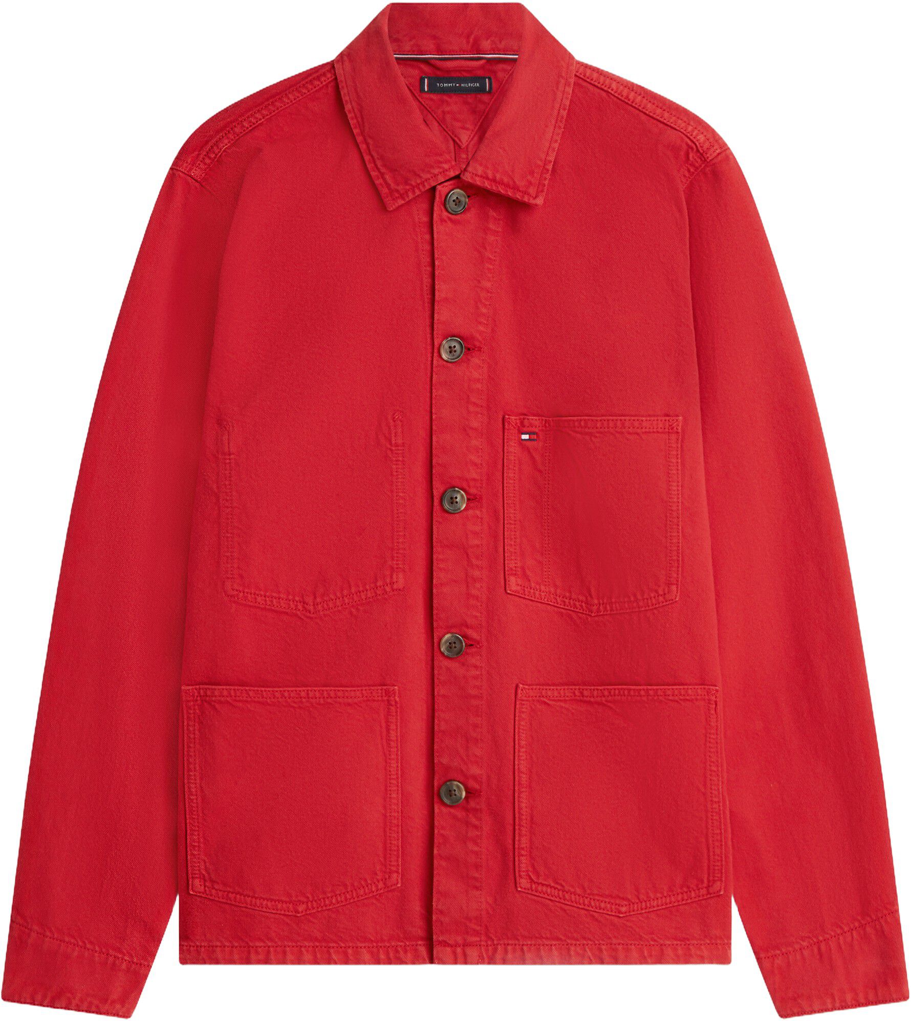 Washed Flag Embroidery Denim Chore Jacket