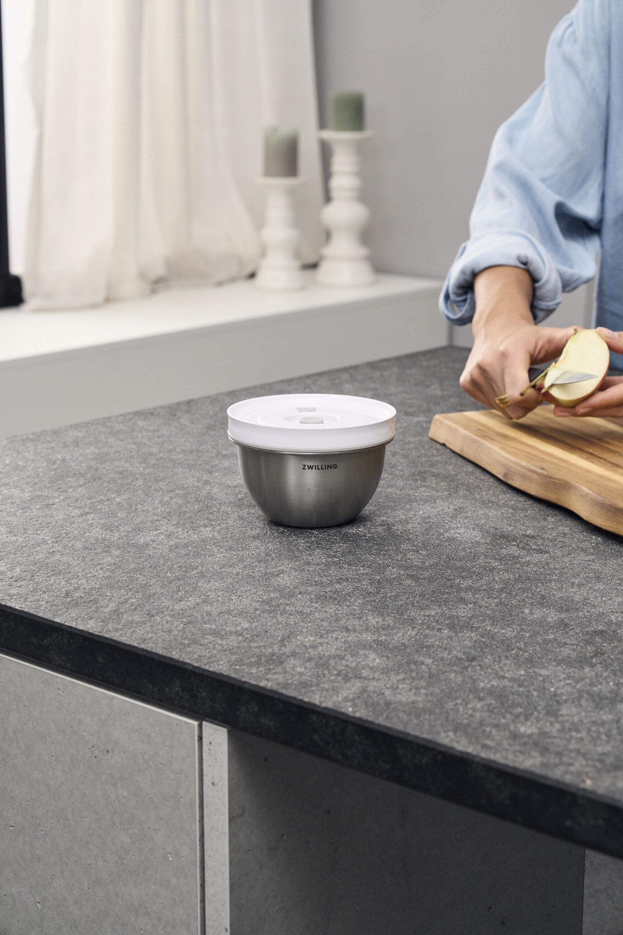 Fresh & Save BOWLS Vakuumsk&aring;l S / 12 cm, Rustfrit st&aring;l, S&oslash;lv