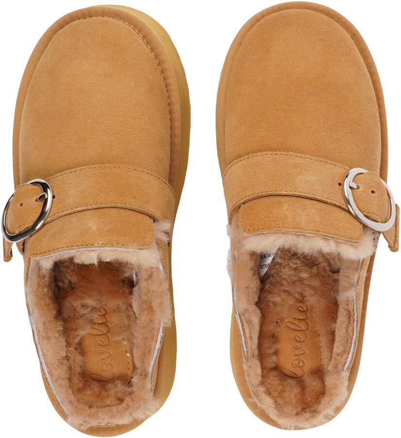 VISO - CALF SUEDE MULES WITH SHEARLING