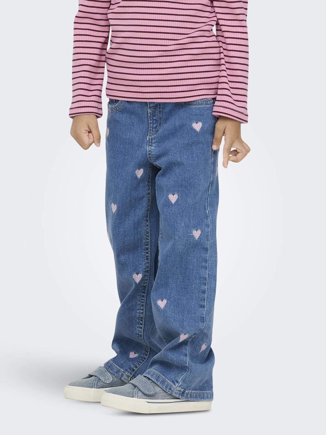 Kmgjuicy Wide Leg Heart Emb Jeans Noos