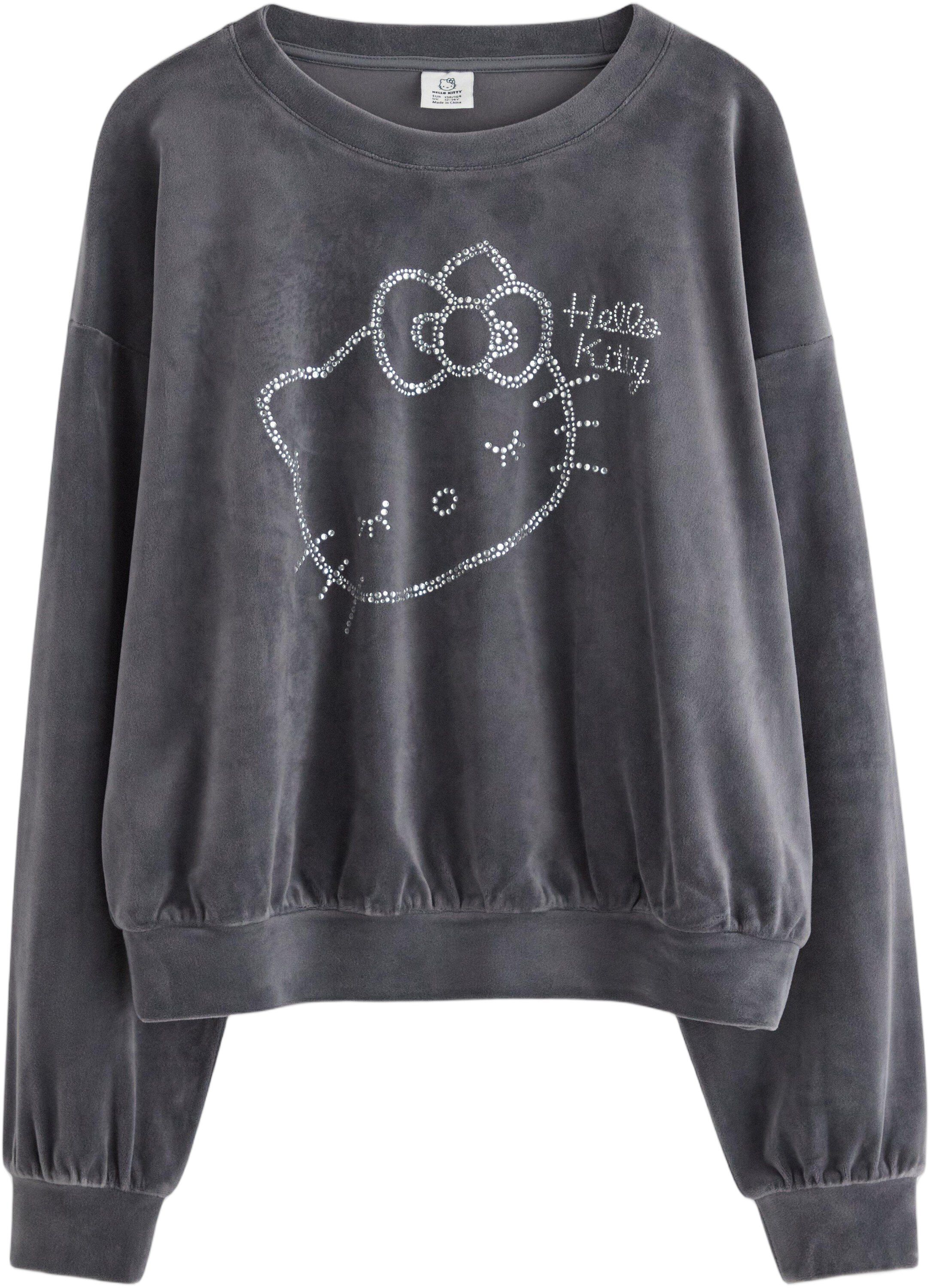 Velour sweatshirt with a round neck