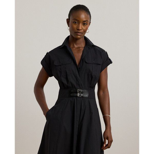 Buckle-Trim Cotton-Blend Shirtdress