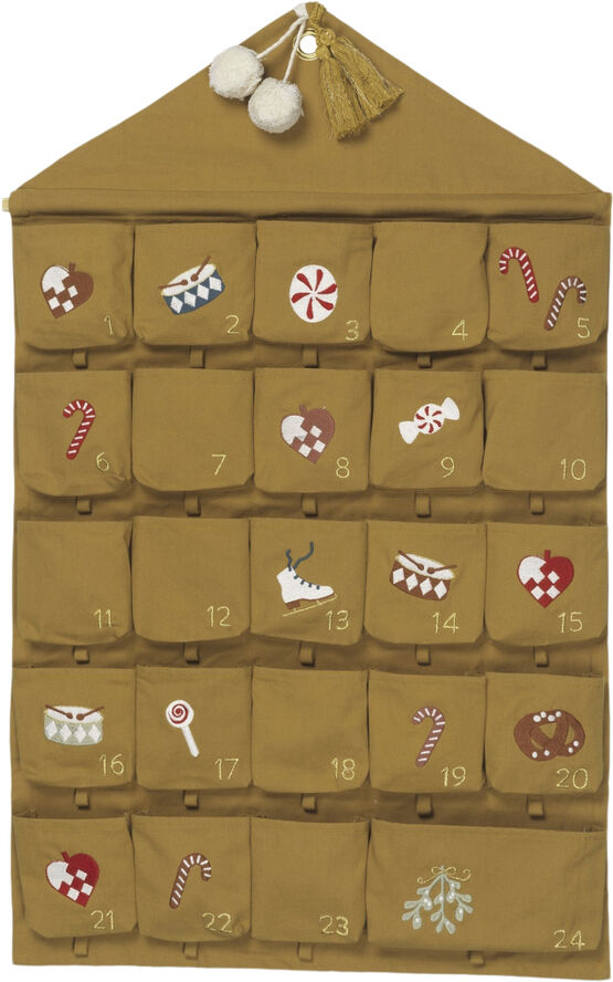 Wall Calendar - Nostalgia embroidery - Ochre