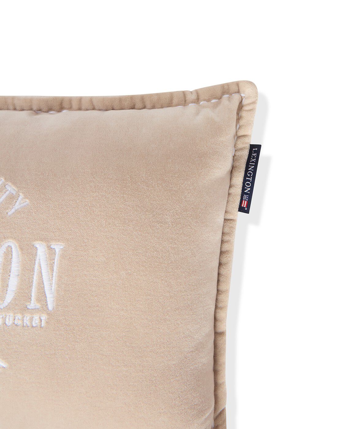 Beige Logo Organic Cotton Velvet 50x30 Pillow