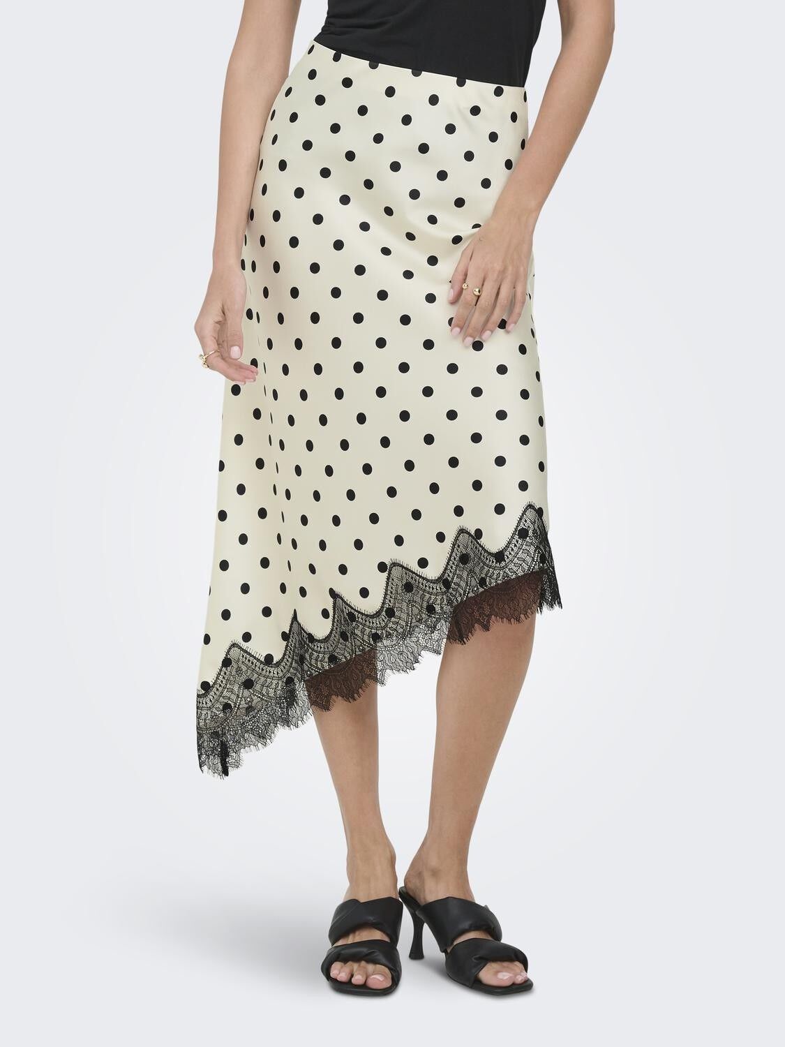 Onlbella Slanted Satin Lace Skirt Wvn