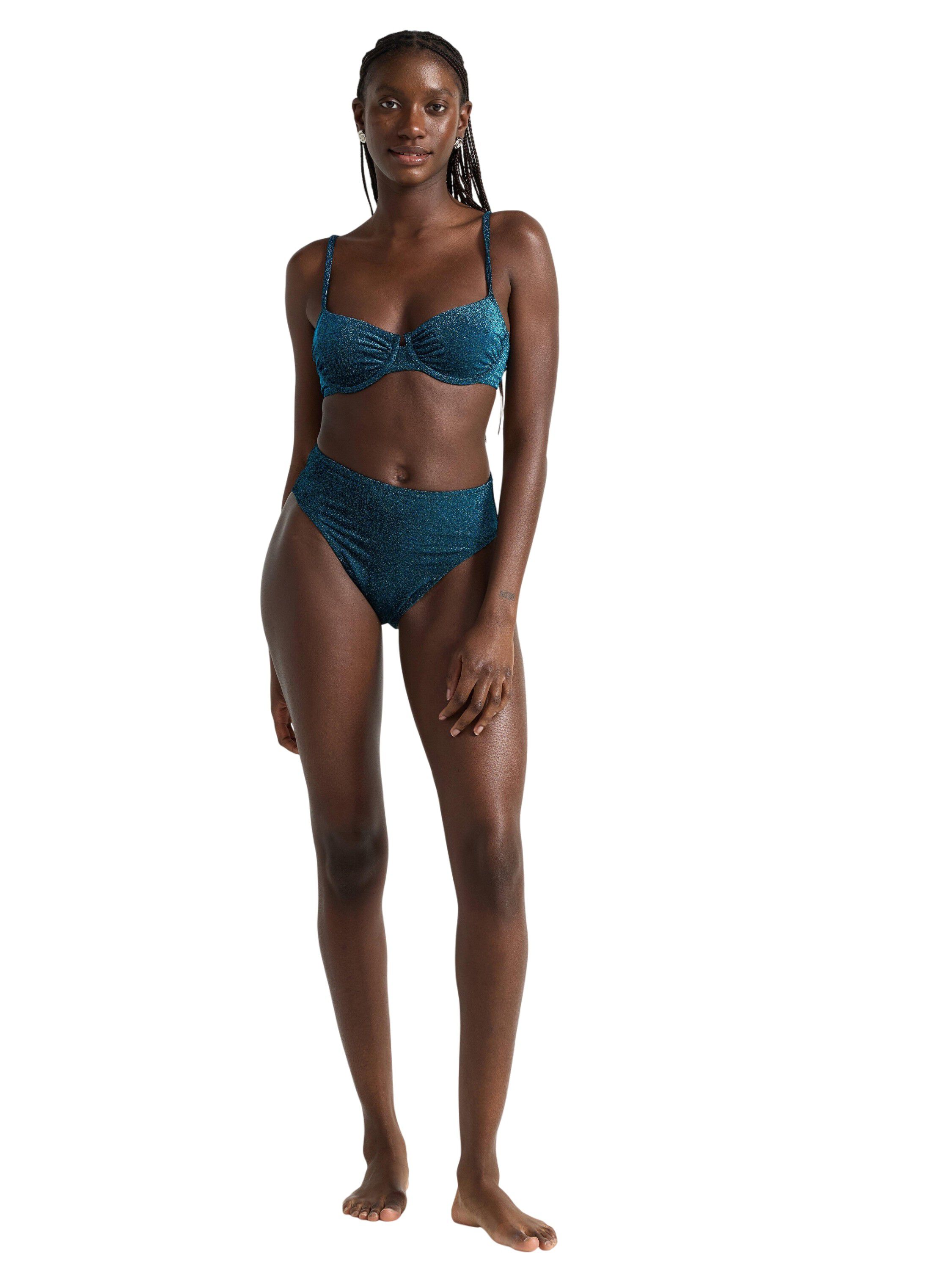 H&oslash;jtaljet bikiniunderdel med lurex