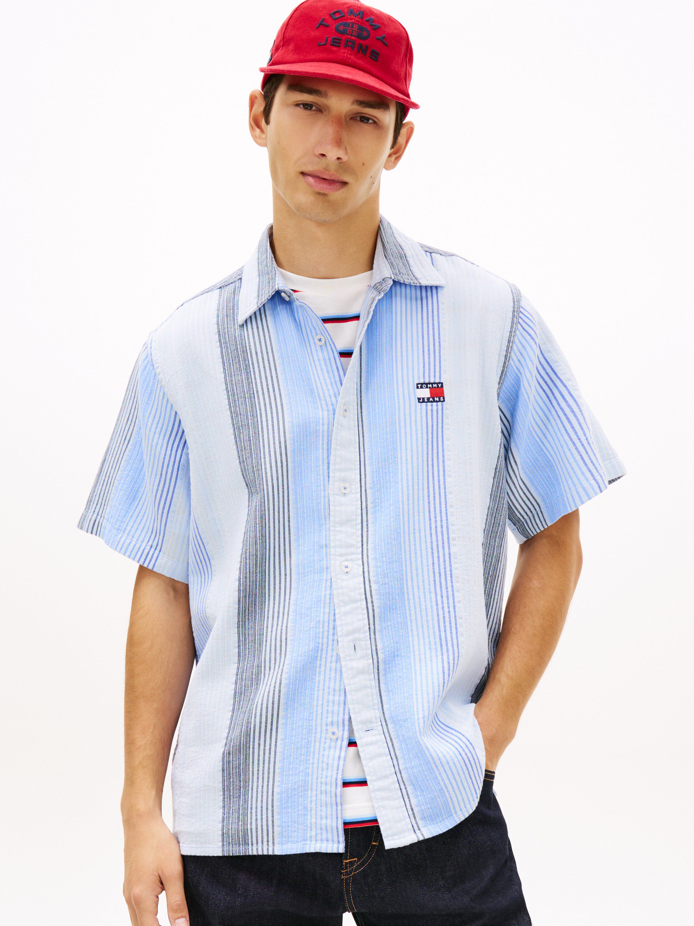 Relaxed Fit Stripe Short Sleeve Shirt