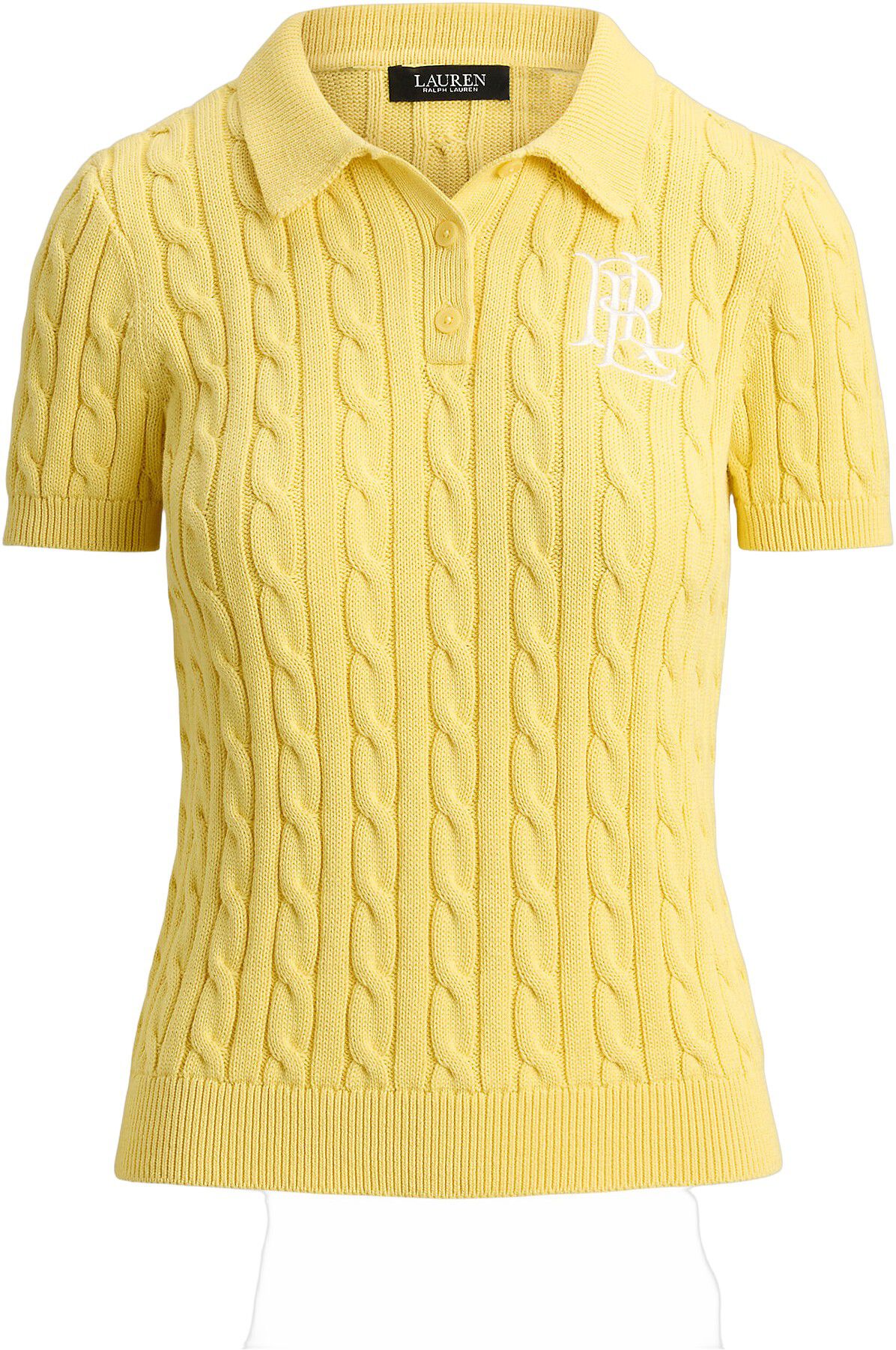 Cable-Knit Cotton Polo Sweater