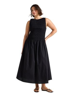 Sleeveless woven cotton dress with