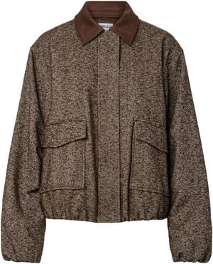 PCALBERTE HERRINGBONE BOMBER JACKET
