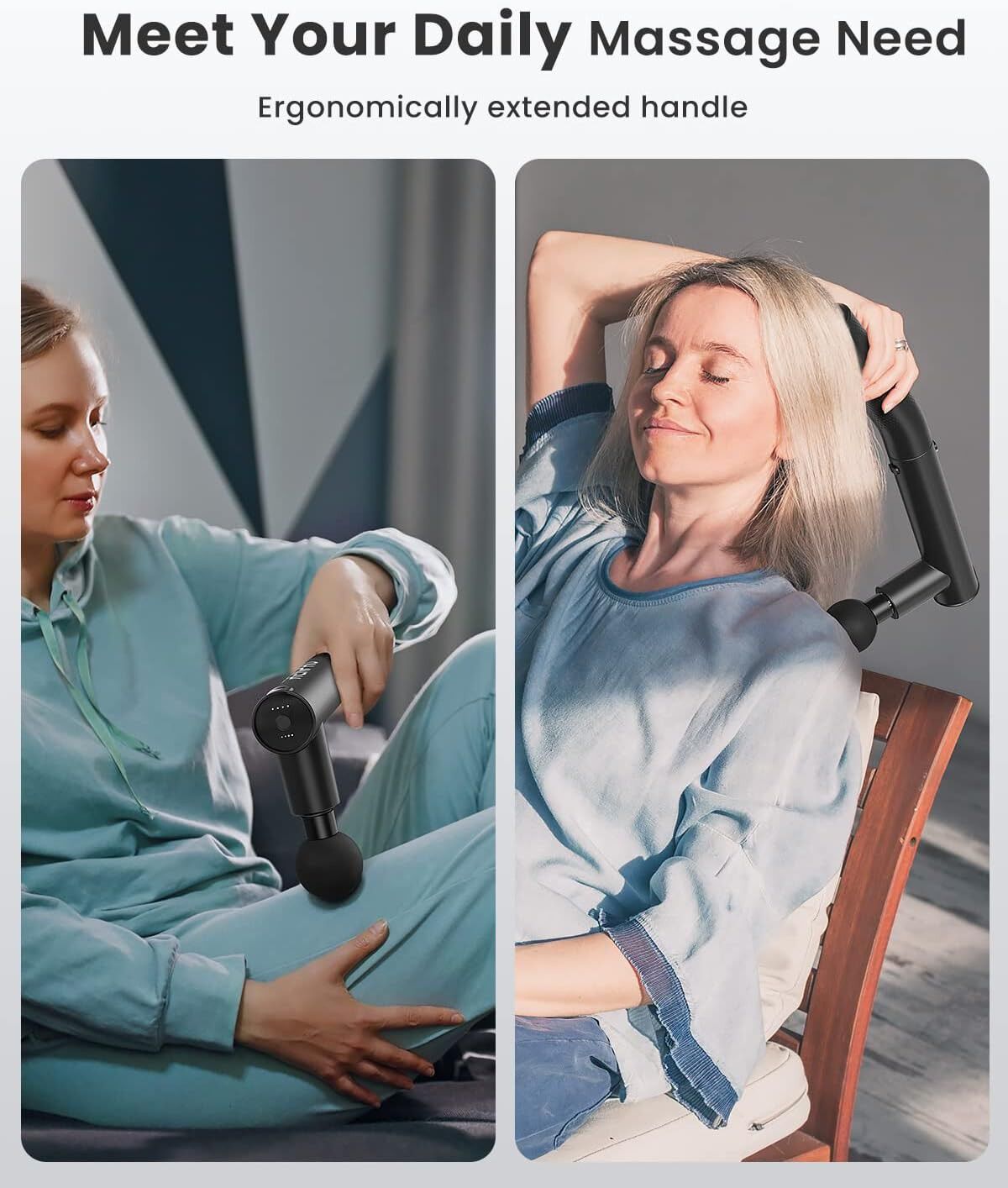 Extend Massage Gun - Removable extendable handle - Black