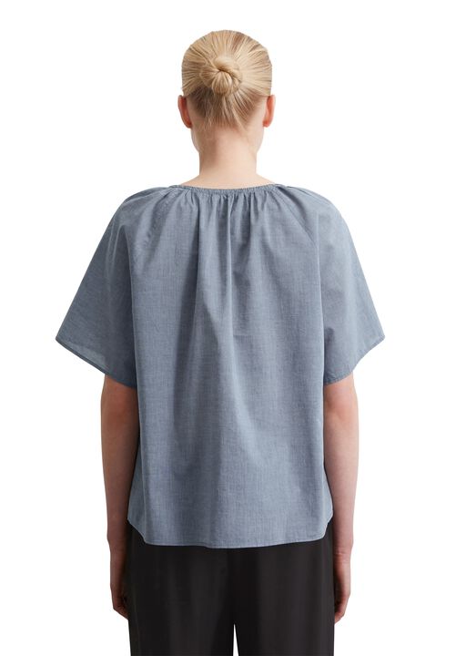 Blouse, round neck with gathering a