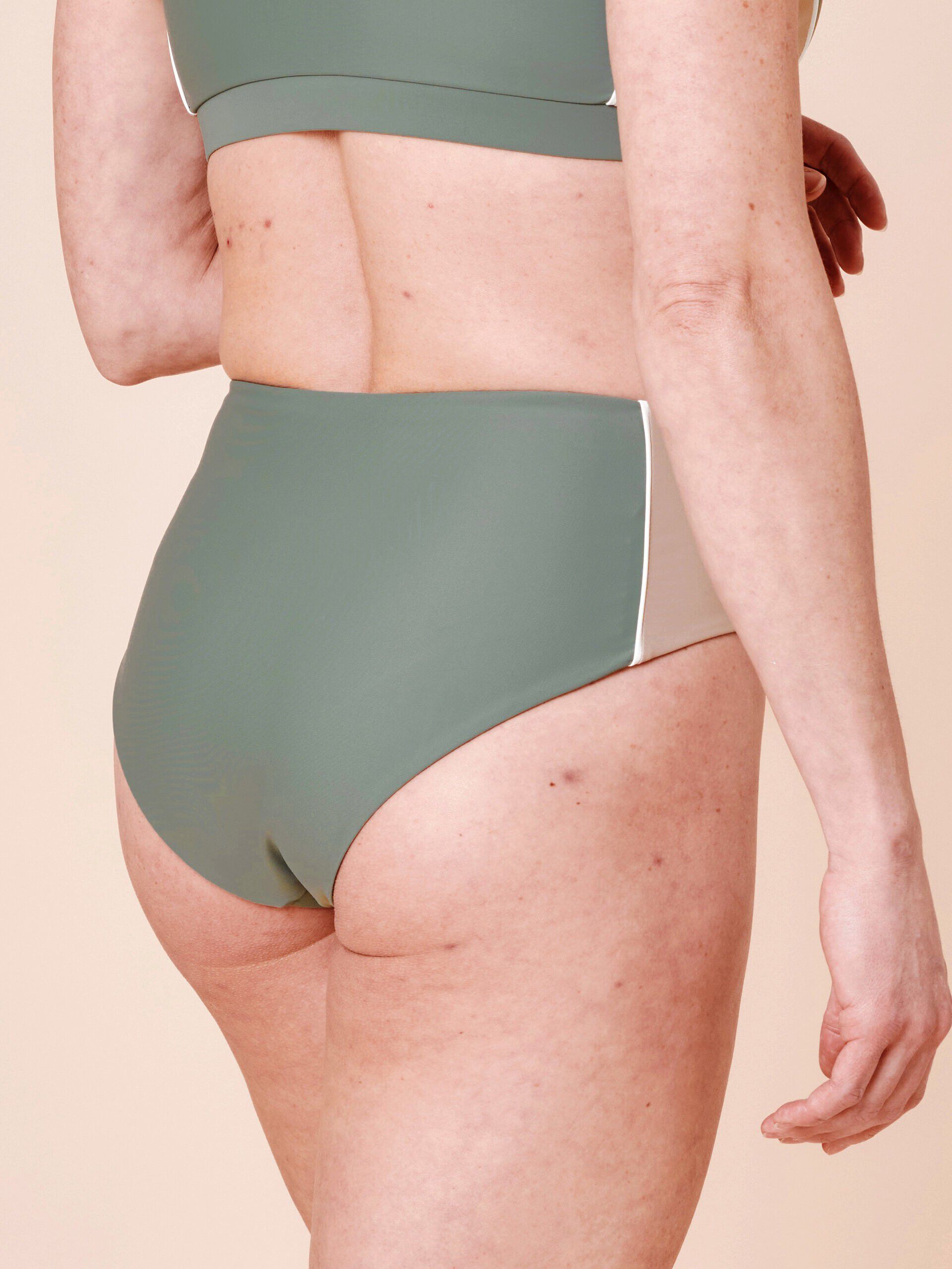 Ubud Colorblock high-waisted bikini bottom - Clear/Cartel Blue