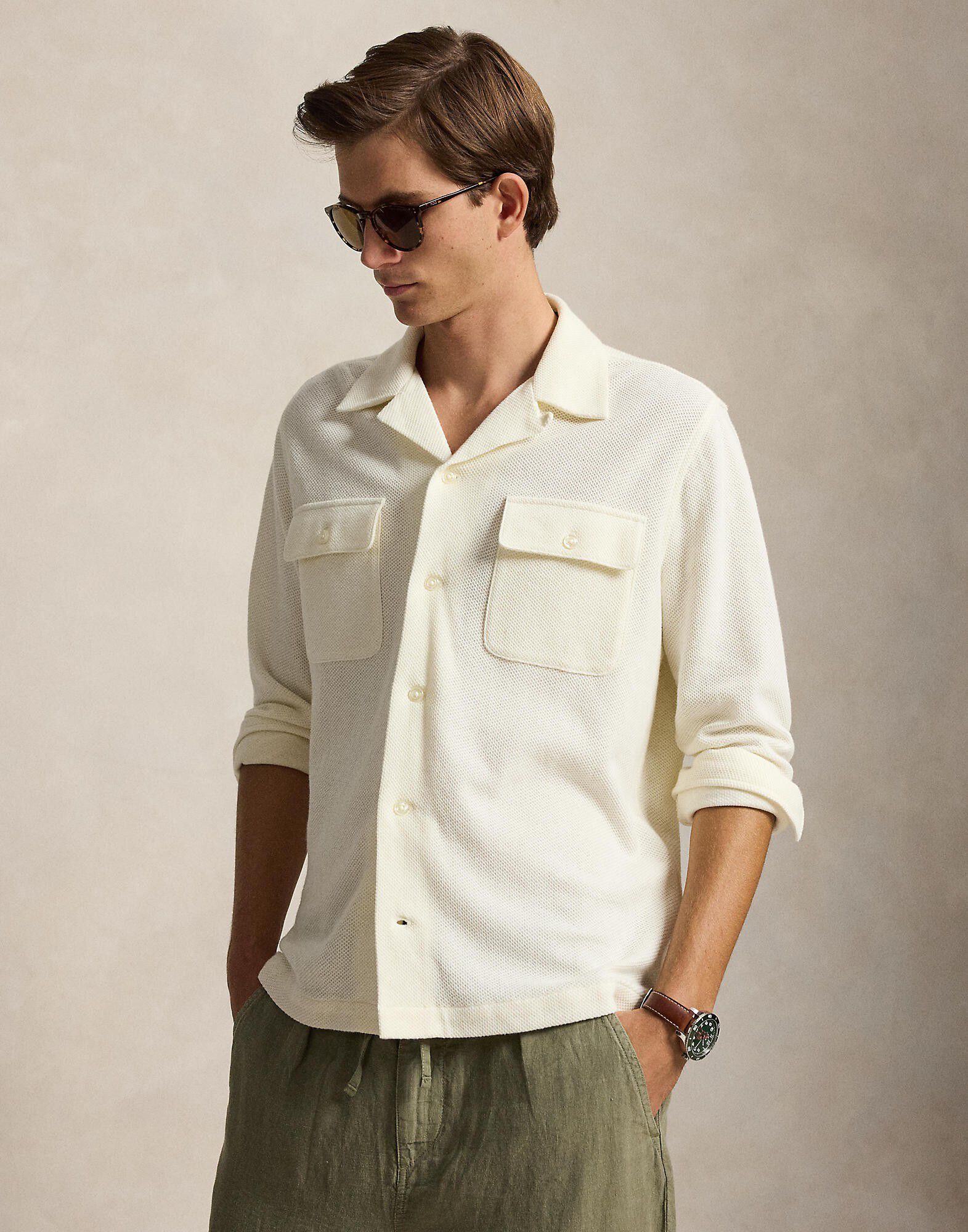 Standard Fit Honeycomb-Mesh Camp Shirt