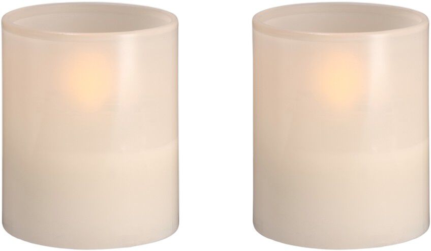 Moods & More - LED glass candle, Hurricane, Vanilla, 2-pack, 47x57 mm