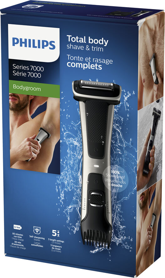 Philips Bodygroom Series 7000 Trimmer til lyske og krop, tåler vand