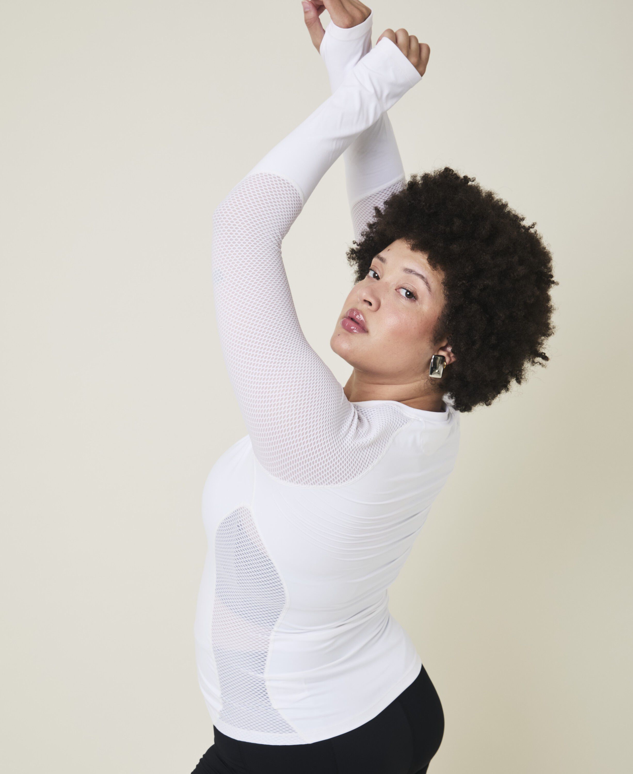 Ability Performance T-shirt med lange &aelig;rmer - Crystal White
