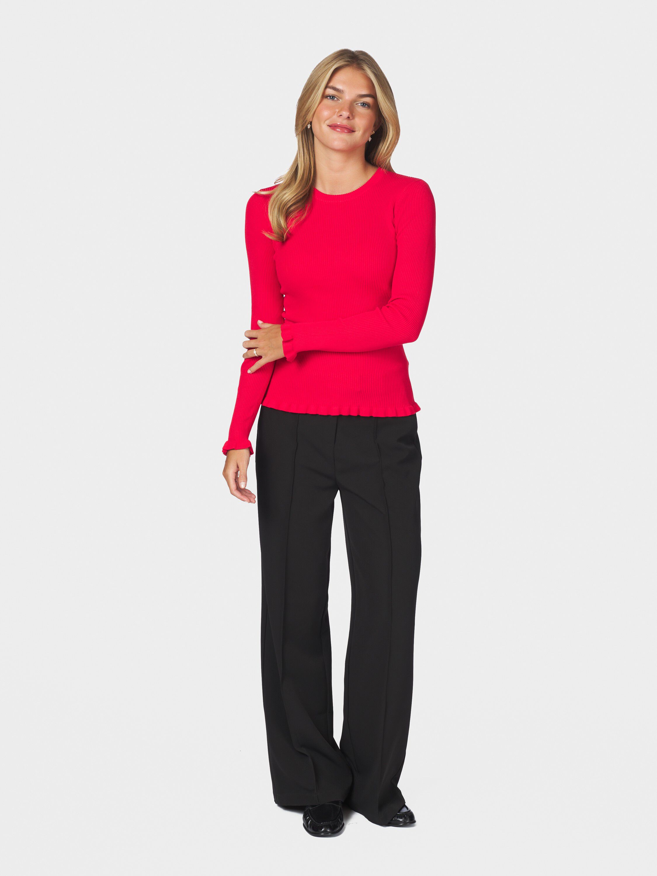 Nelle solid strikkebluse