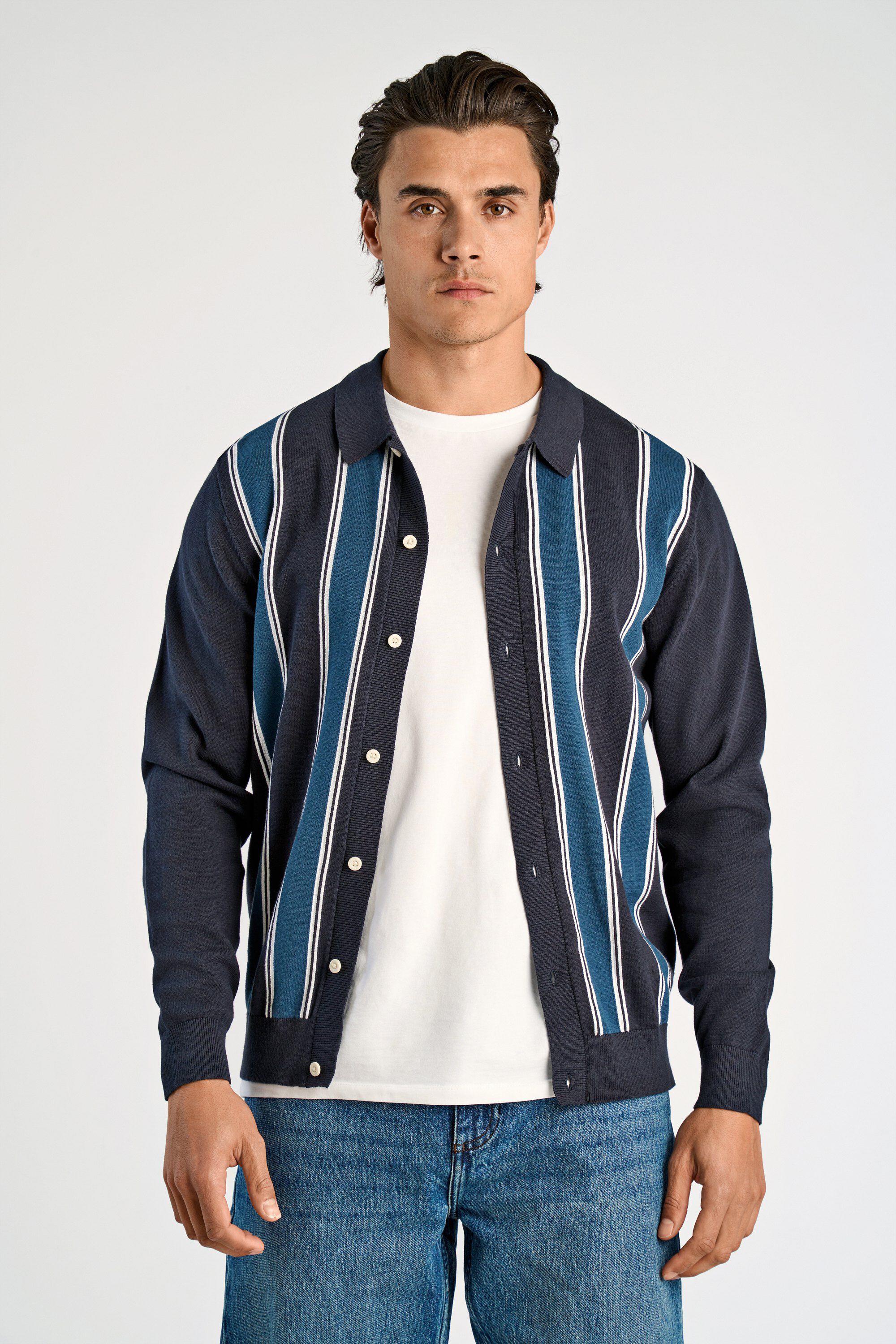 Knitted polo cardigan L/S
