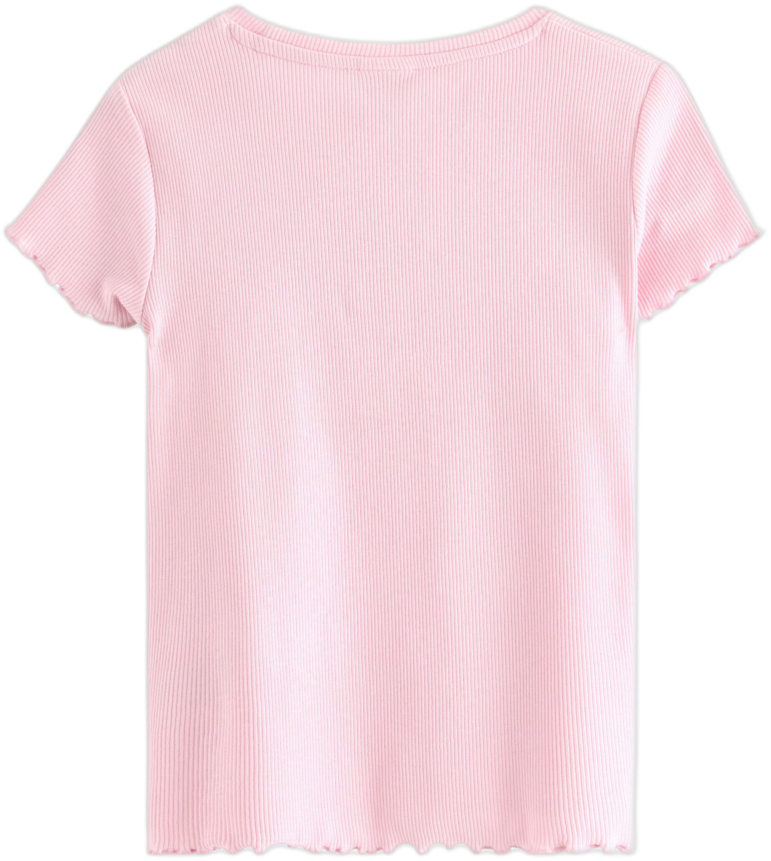 Fitted ribbed short-sleeve top with