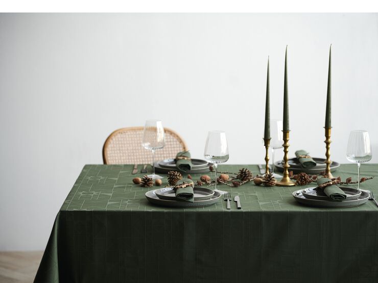 Duk 140x270 Star Damask Forest green