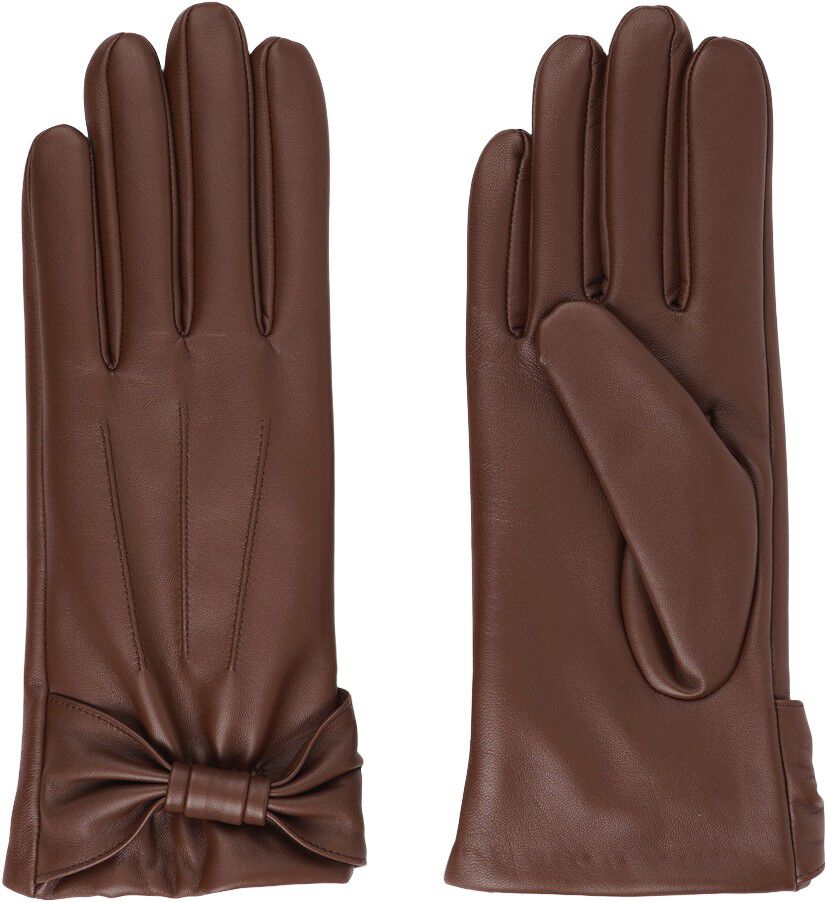 SONDRIO - BOW DETAIL LEATHER GLOVES WITH CASHMERE LINING
