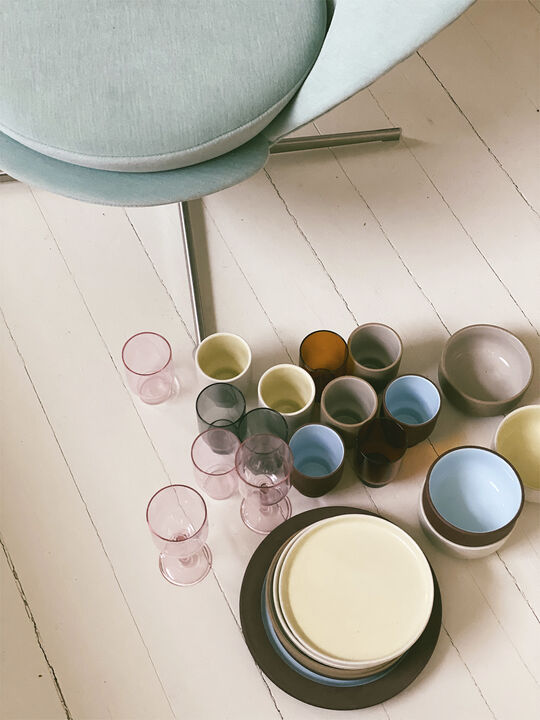 CUP, TALL, 2 PCS, CLAY TERRACOTTA, GLAZE LIGHT BLUE ,75100TB