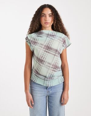 TSROBIN CHIFFON CHECK TOP WVN