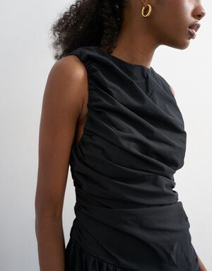 TSCAROS POPLIN RUCHED MAXI DRESS WV