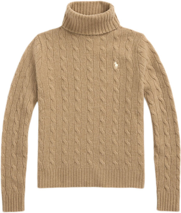 Wool-Cashmere Cable Turtleneck Sweater